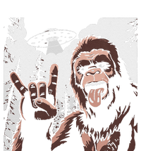 Funny Sasquatch Bigfoot Rock On Selfie With Ufo Alien T-Shirt