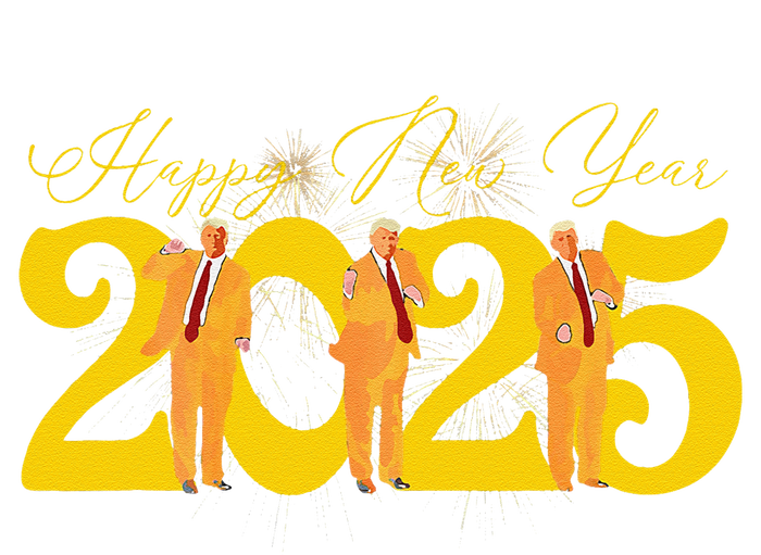 Funny Trump Dance Happy New Year 2025 Fireworks Cooling Performance Crew T-Shirt