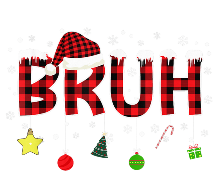 Bruh Christmas Red Plaid Merry Christmas Buffalo Santa Hat Xmas Pajama Magnet