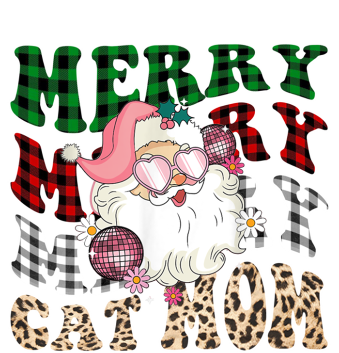 Merry Cat Mom Santa Leopard Plaid Christmas Cat Mom Meaningful Gift Women's V-Neck T-Shirt