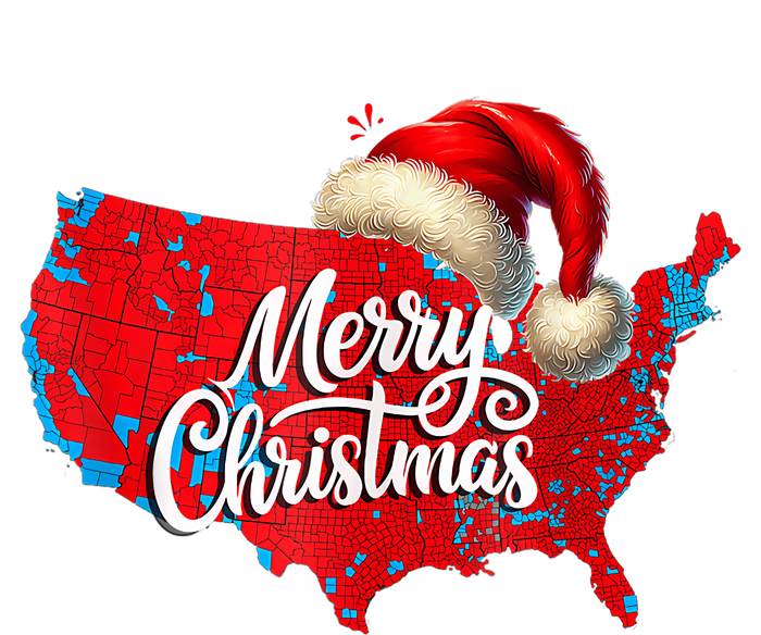 Trump Election Map Merry Christmas Holiday Santa Hat Xmas T-Shirt