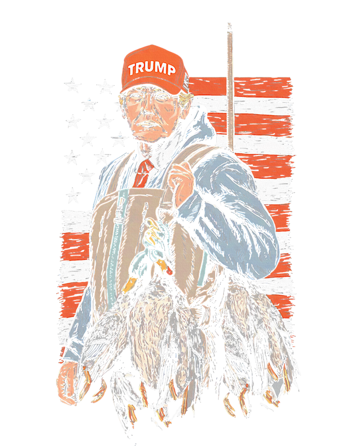 Trump With Dog Duck Waterfowl Hunting Deer American Flag Premium Hoodie