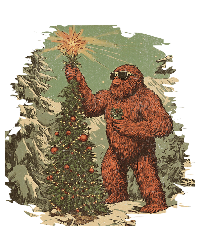 Bigfoot Christmas Tree Lights Tarot Xmas Sasquatch Sustainable Bucket Hat