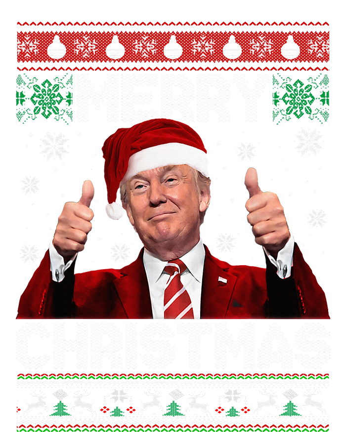 Merry Christmas Donald Trump Santa Family Xmas Ugly Sweater Womens CVC Long Sleeve Shirt