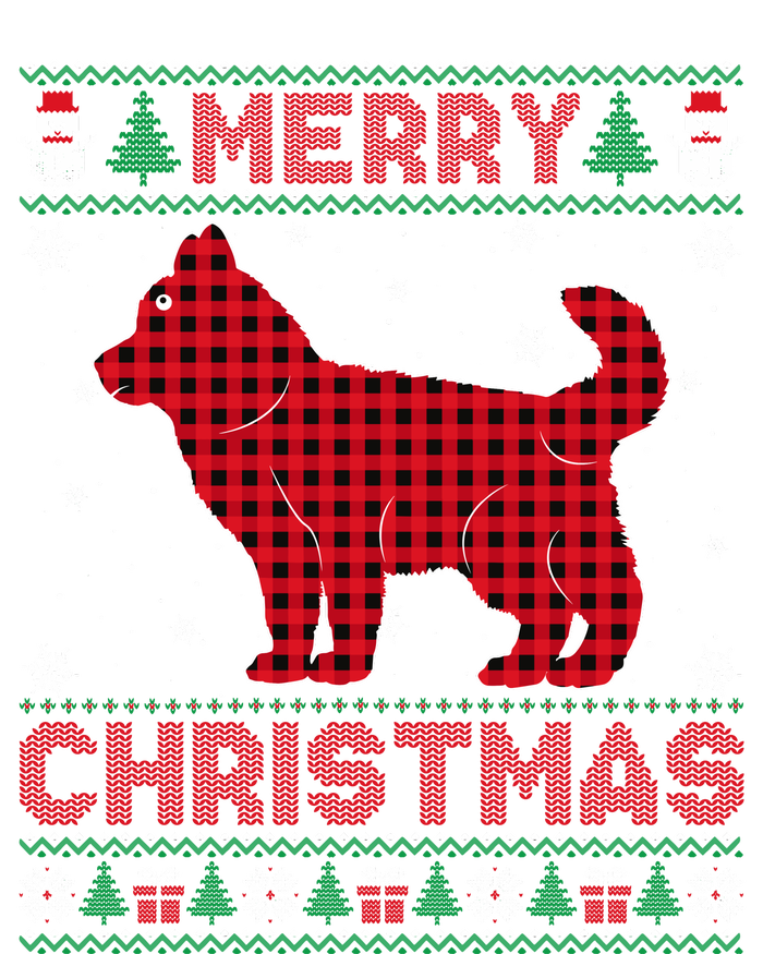 Merry Christmas Siberian Husky Dog Buffalo Red Plaid Sweater T-Shirt