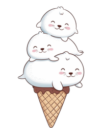 Ice Cream Seals Cute Animal Cone Button