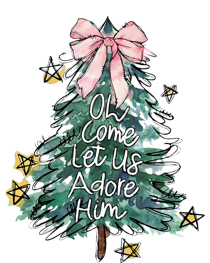 Oh Come Let Us Adore Him Christmas Xmas Tree Christian Jesus T-Shirt