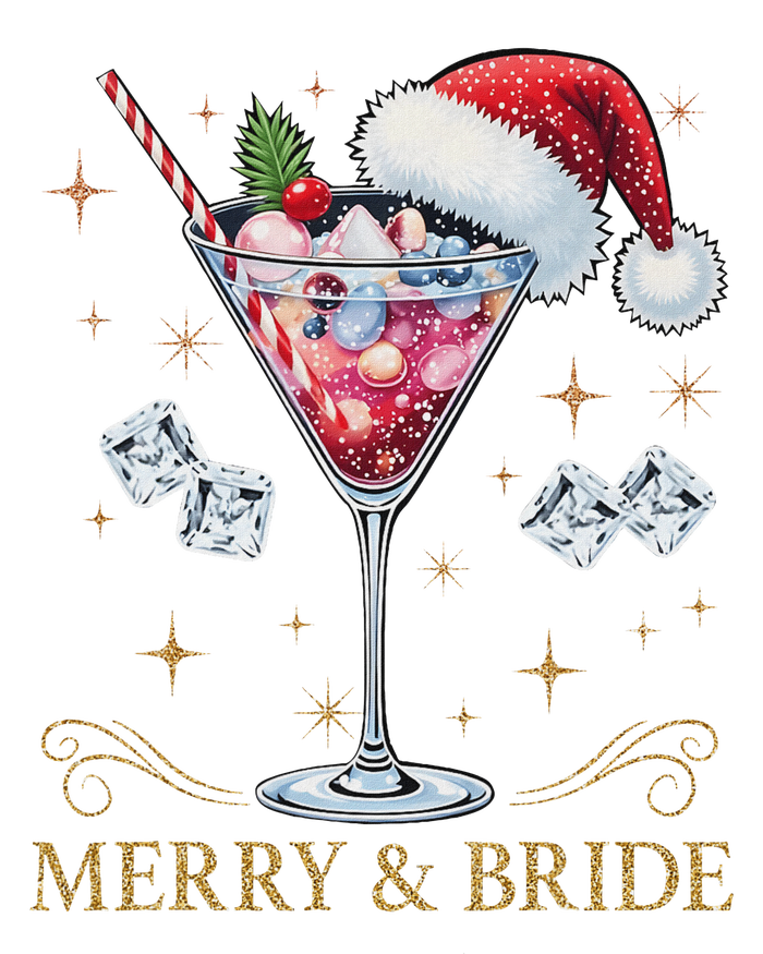 Merry And Bride Bachelorette Party Cocktail Drink Christmas Premium T-Shirt