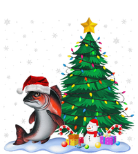 Funny Salmon Xmas Tree Lights Reindeer Hat Christmas T-Shirt