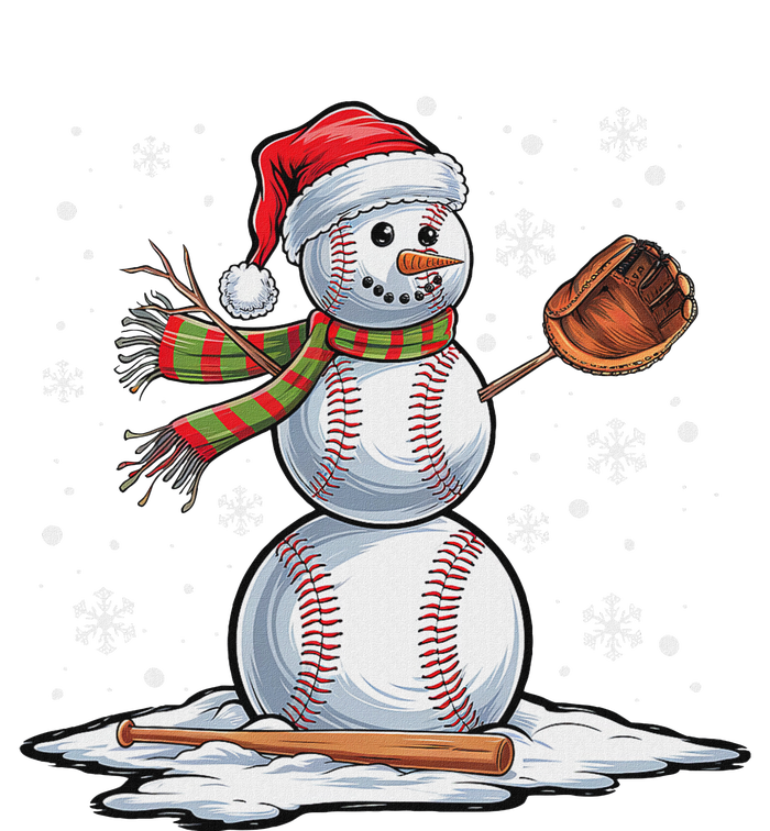 Baseball Snowman Baseball Player Santa Hat Christmas Funny T-Shirt