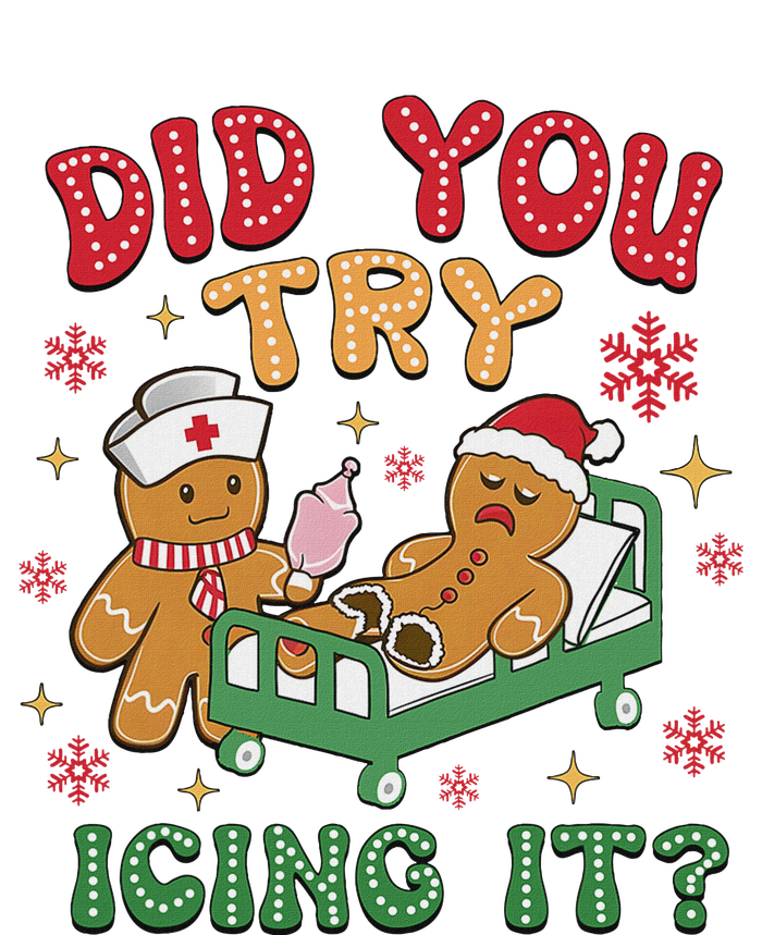 Funny Christmas Nurse Gingerbread Man Did You Try Icing It T-Shirt