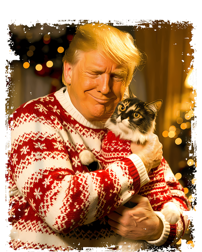 Funny Trump Christmas Sweater For Cat Lovers Xmas Pajamas Sweatshirt