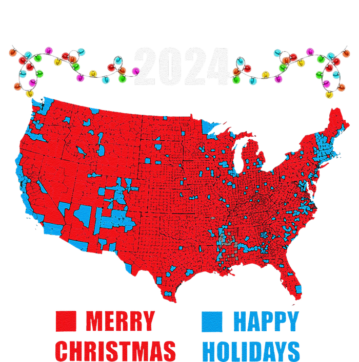 2024 Electoral Map Merry Christmas Trump Landslide Holiday T-Shirt