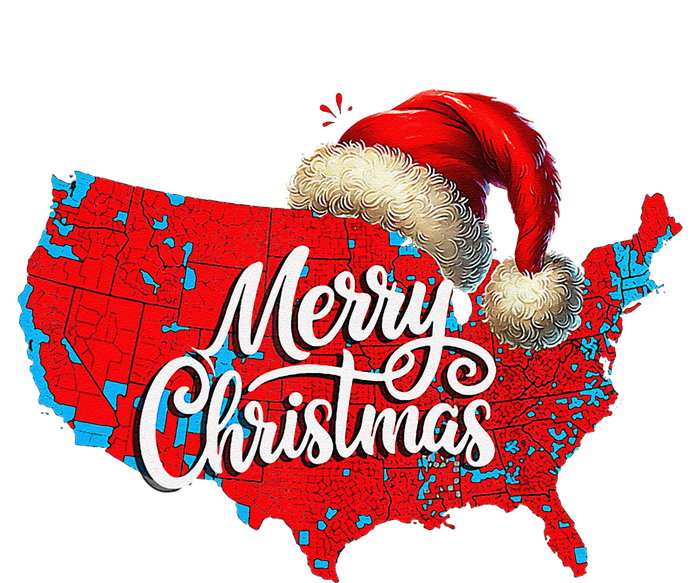 Trump Election Map Merry Christmas Holiday Santa Hat Xmas T-Shirt