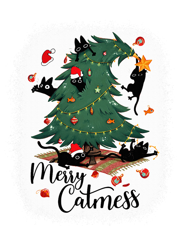 Funny Cats Christmas Tree Merry Catmess Black Cat Kittens T-Shirt