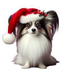 Papillion With Santa Hat Christmas Xmas Dog Owner Mom Dad Funny Gift T-Shirt