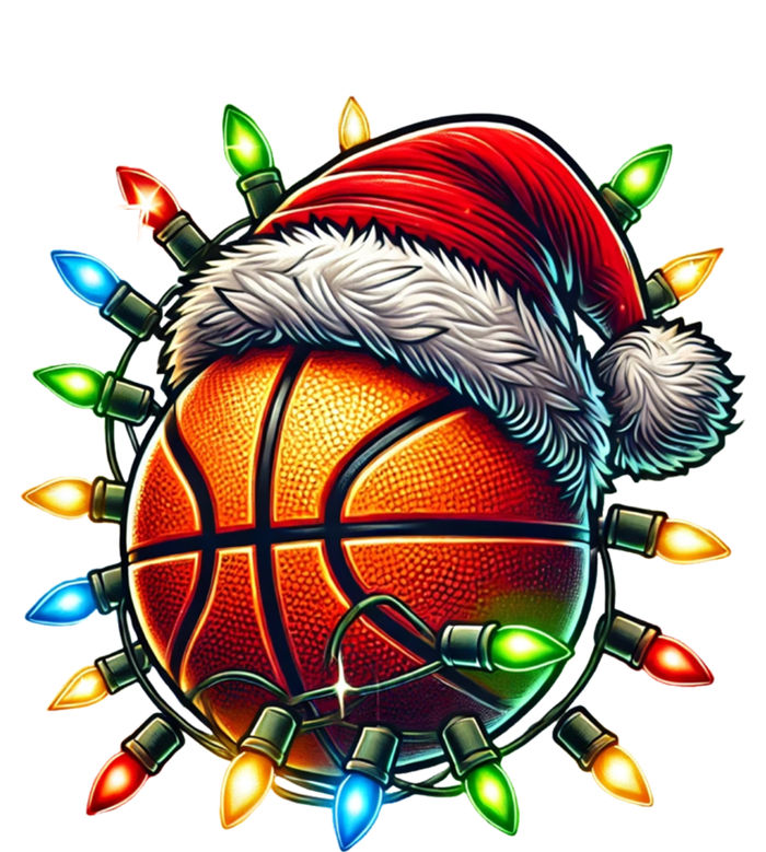 Funny Basketball Christmas Lights Santa Hat Snowflakes Funny Gift Meaningful Gif T-Shirt