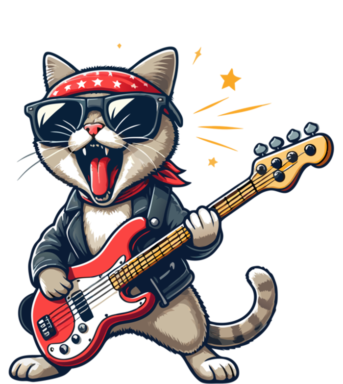 Funny Guitar Cat Graphic Guitar Lovers Cat Playing Bass Meaningful Gift Softstyle Adult Sport Polo