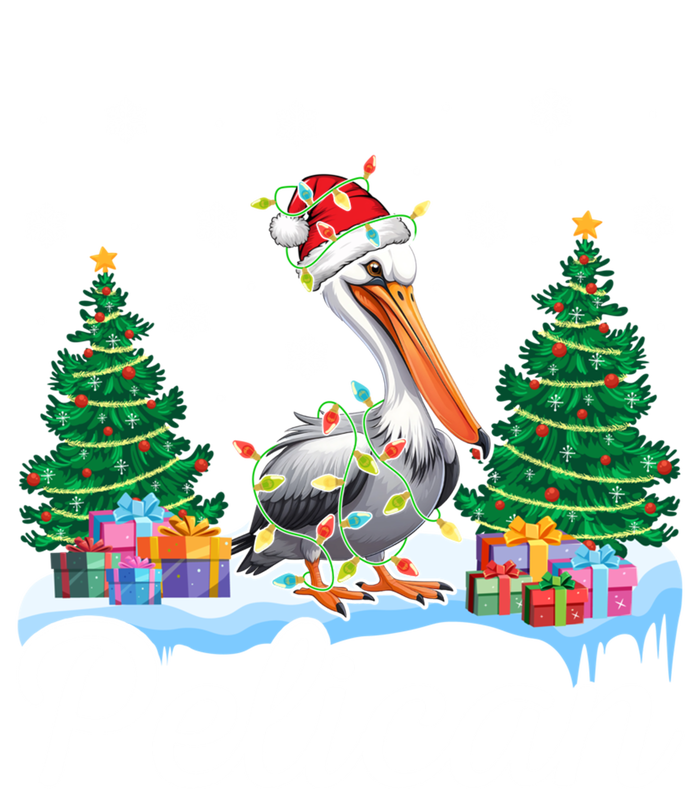 Funny Pelican Christmas Tree Snowflakes Santa Hat Lights Gift Sweatshirt Cinch Pack Bag