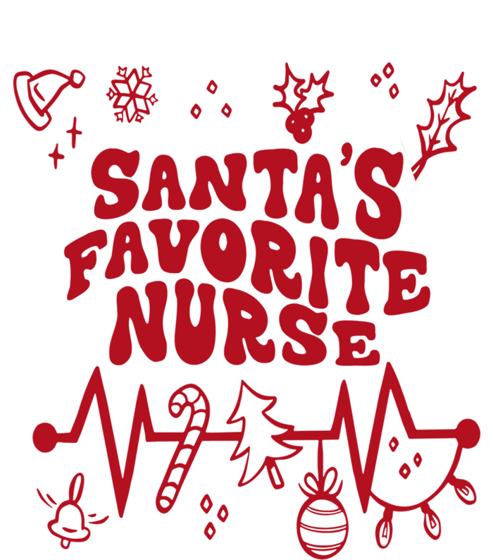 Santas Favorite Nurse Groovy Christmas Stethoscope Heartbeat Cute Gift T-Shirt