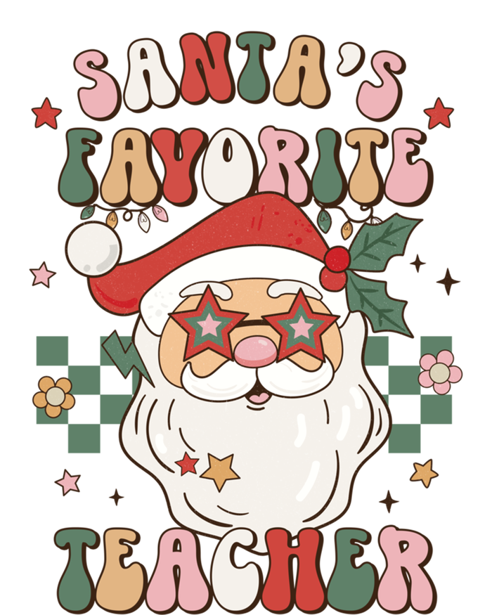 SantaS Favorite Teacher Groovy Retro Christmas 70s 80s Xmas Meaningful Gift Women's Racerback Tank