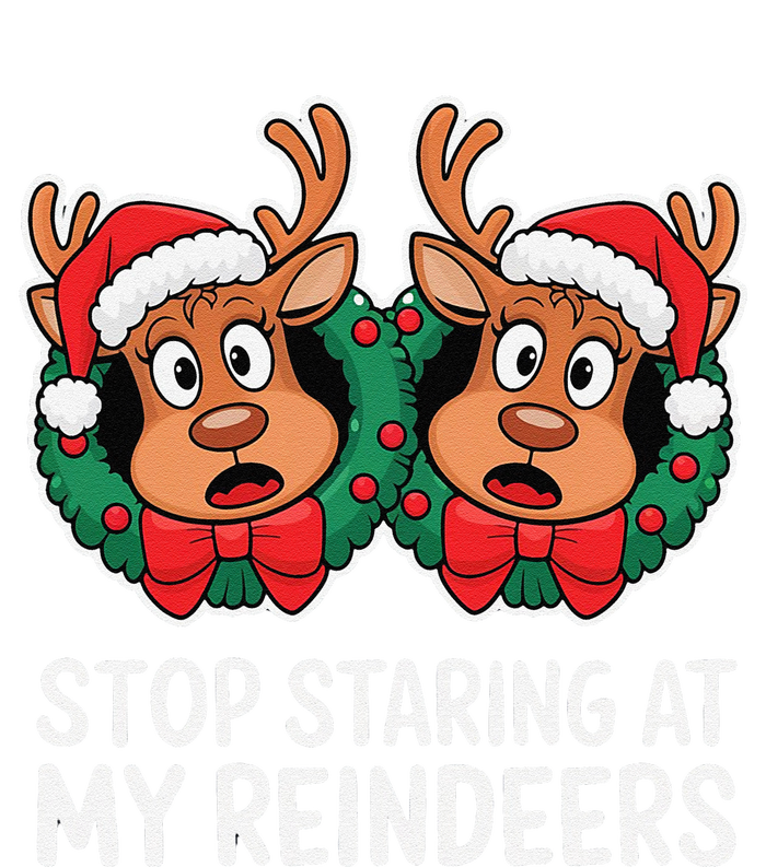 Funny Stop Staring At My Reindeers Boobs Ugly Gag Xmas Cooling Performance Crew T-Shirt