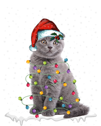 Scottish Fold Cat Funny Christmas Lights Xmas Kitten Gift Tall Hoodie