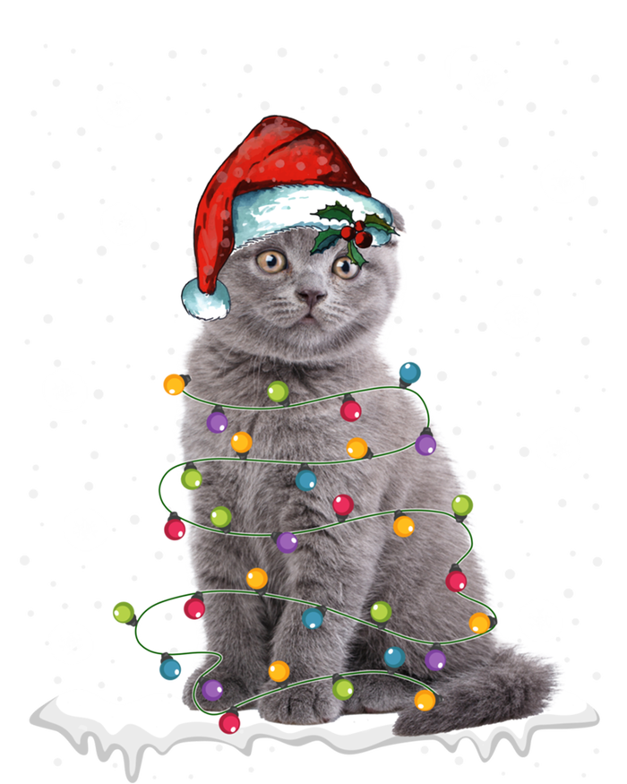 Scottish Fold Cat Funny Christmas Lights Xmas Kitten Gift Tall Hoodie