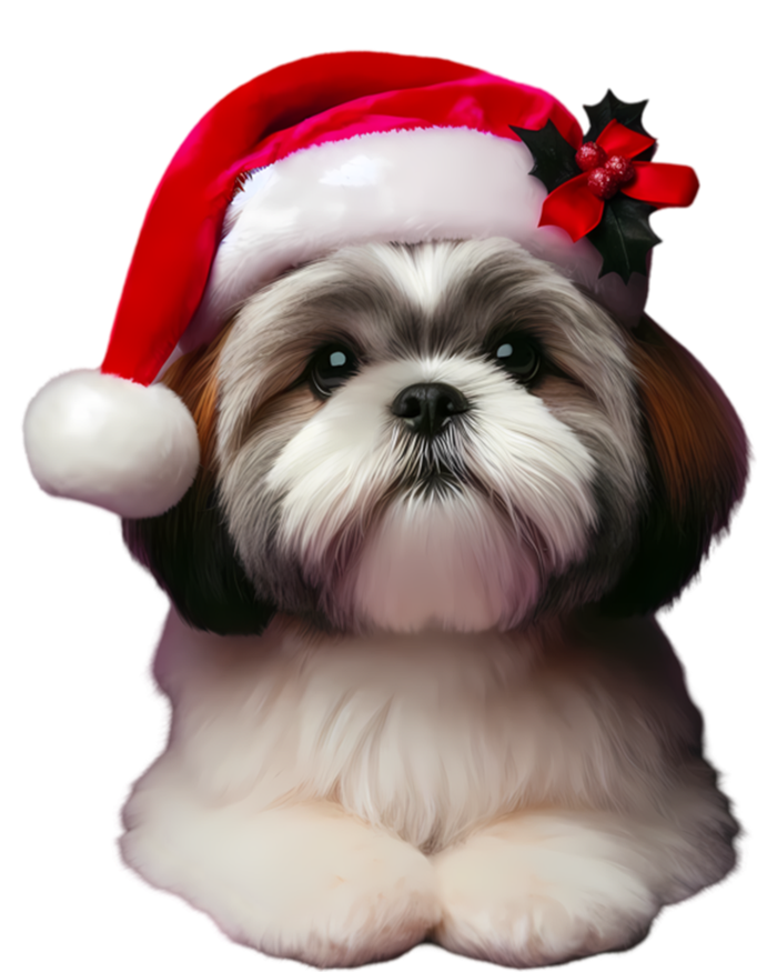 Shih Tzu With Santa Hat Christmas Xmas Dog Owner Mom Dad Cute Gift T-Shirt