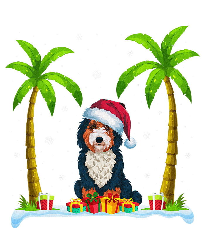 Bernedoodle Dog Santa Hat Palm Tree Beach Xmas Pajama T-Shirt