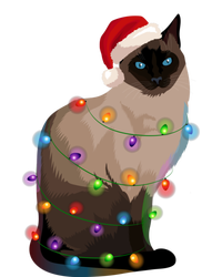 Siamese Cat Christmas Lights Xmas Cat Lover Gift T-Shirt