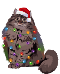 Siberian Cat Christmas Lights Xmas Cat Lover Santa Hat Gift Stripe Pom Pom Beanie