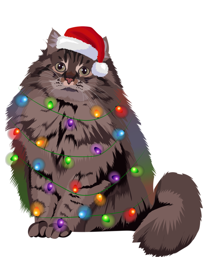 Siberian Cat Christmas Lights Xmas Cat Lover Santa Hat Gift Stripe Pom Pom Beanie