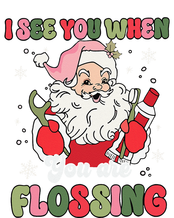 I See You When Flossing Christmas Dentist Xmas Flossing Button