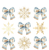 Christmas Coquette Bows With Snow Flake Cute Blue Bows Cool Gift Ceramic Bell Ornament