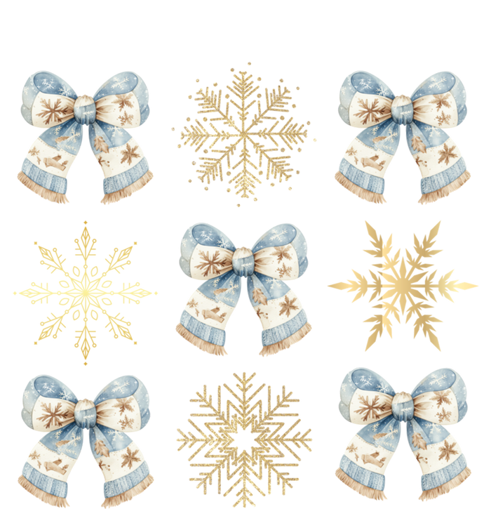 Christmas Coquette Bows With Snow Flake Cute Blue Bows Cool Gift Ceramic Bell Ornament