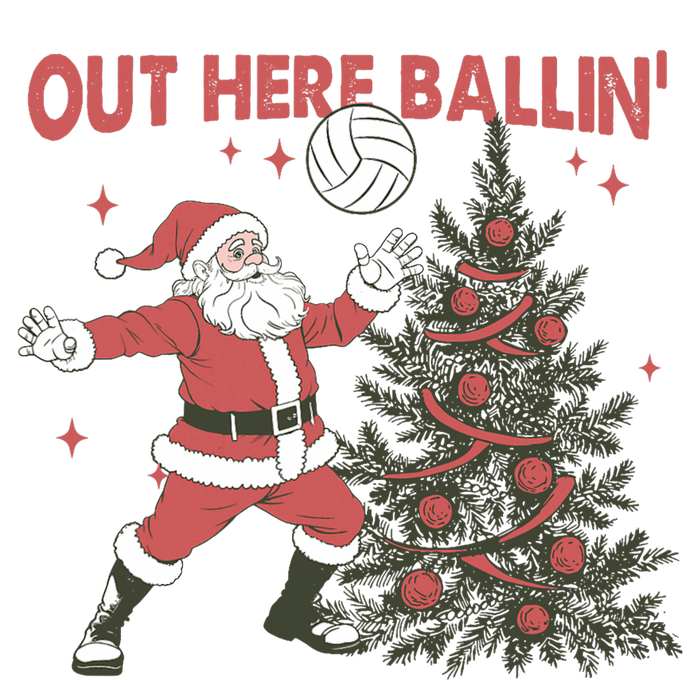 Out Here Balling Santa Playing Volleyball Christmas Tree T-Shirt