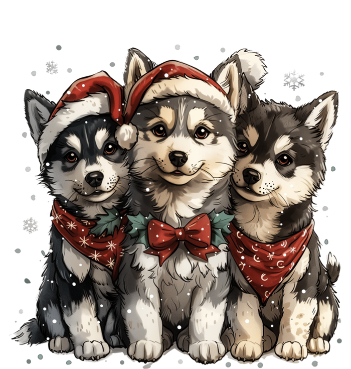 Cute Christmas Siberian Husky Puppy Dogs Santa Hat Mistletoe Gift Kids Hoodie