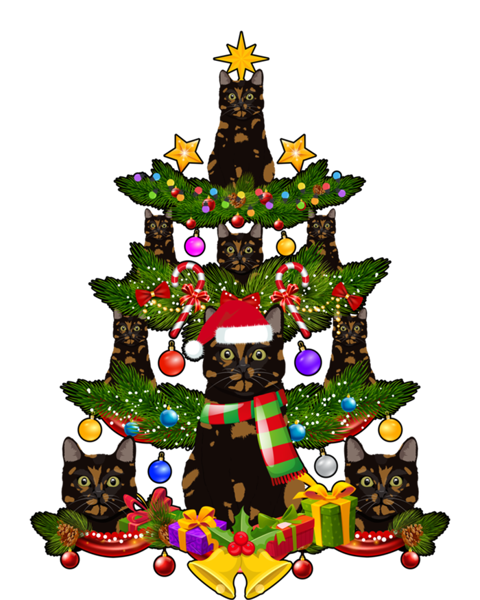 Tortie Cat Christmas Tree Tortoiseshell Cat Xmas Party Funny Gift Women's Racerback Tank