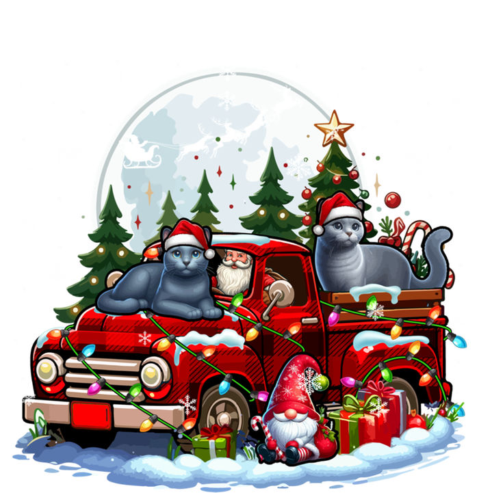 Two Santa Russian Blue Cats On Pickup Truck Gnome Christmas Cute Gift T-Shirt