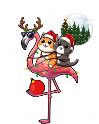 Two Xmas Cats Riding Flamingo Reindeer Sunglasses Funny Gift Tall Hoodie