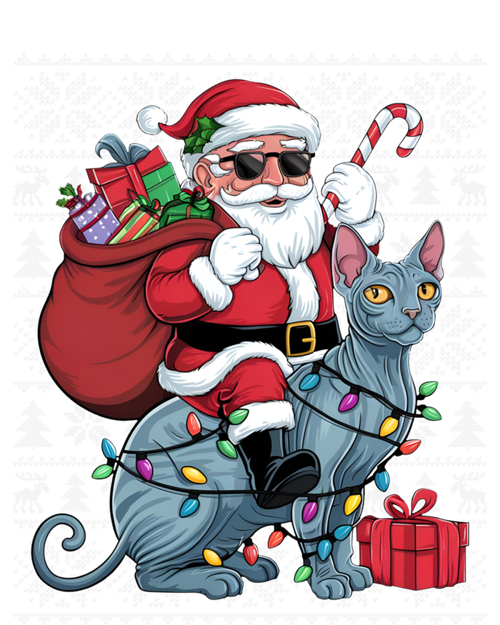 Ugly Xmas Style Santa Riding Sphynx Cat Christmas Funny Gift Poster