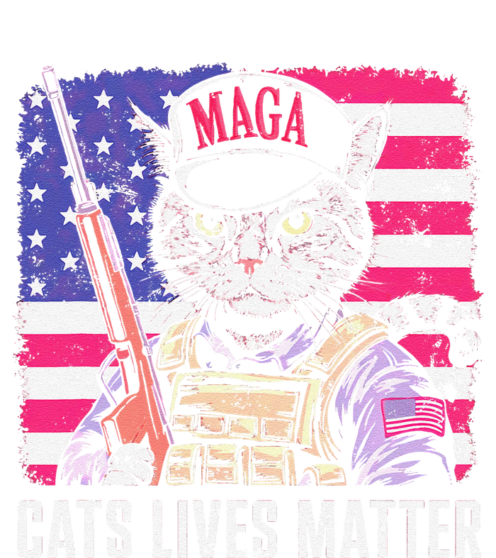 Cat Lives Matter Funny Trump 2025 Vintage Usa Flag T-Shirt