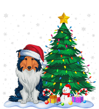 Rough Collie Dog Xmas Tree Lights Reindeer Hat Christmas T-Shirt