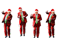 Funny Trump Dance Santa Claus Christmas Light Xmas Holiday Long Sleeve Women's Flannel Pajama Set