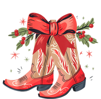 Merry And Bright Cow Boot Christmas Western Cow Gift Premium T-Shirt