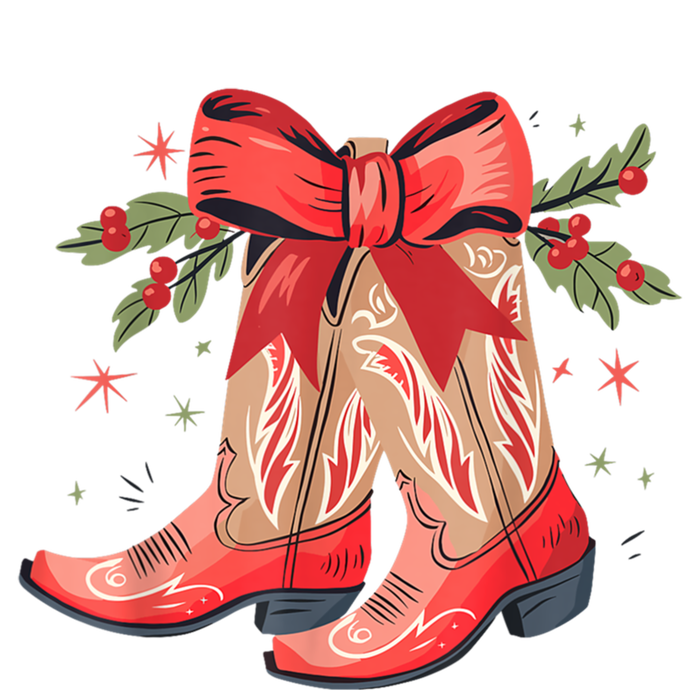 Merry And Bright Cow Boot Christmas Western Cow Gift Premium T-Shirt