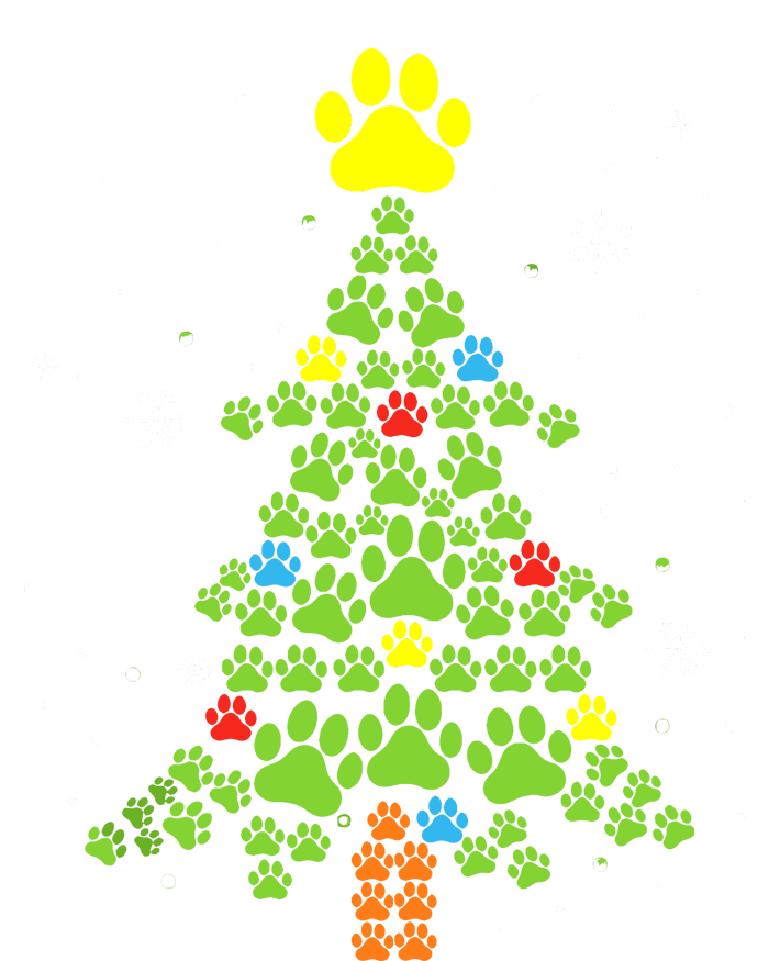 Paw Print Merry Christmas Tree Lights Dog Lover Xmas T-Shirt