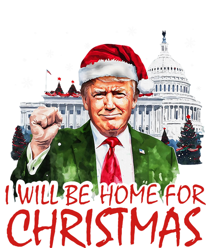 ILl Be Home For Christmas Xmas Trump Pajamas Holiday Santa Women's Racerback Cropped Tank