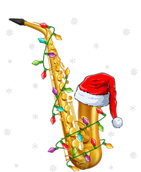 Saxophone Music Lover Xmas Lights Santa Saxophone Christmas Women's Knotted Racerback Tank